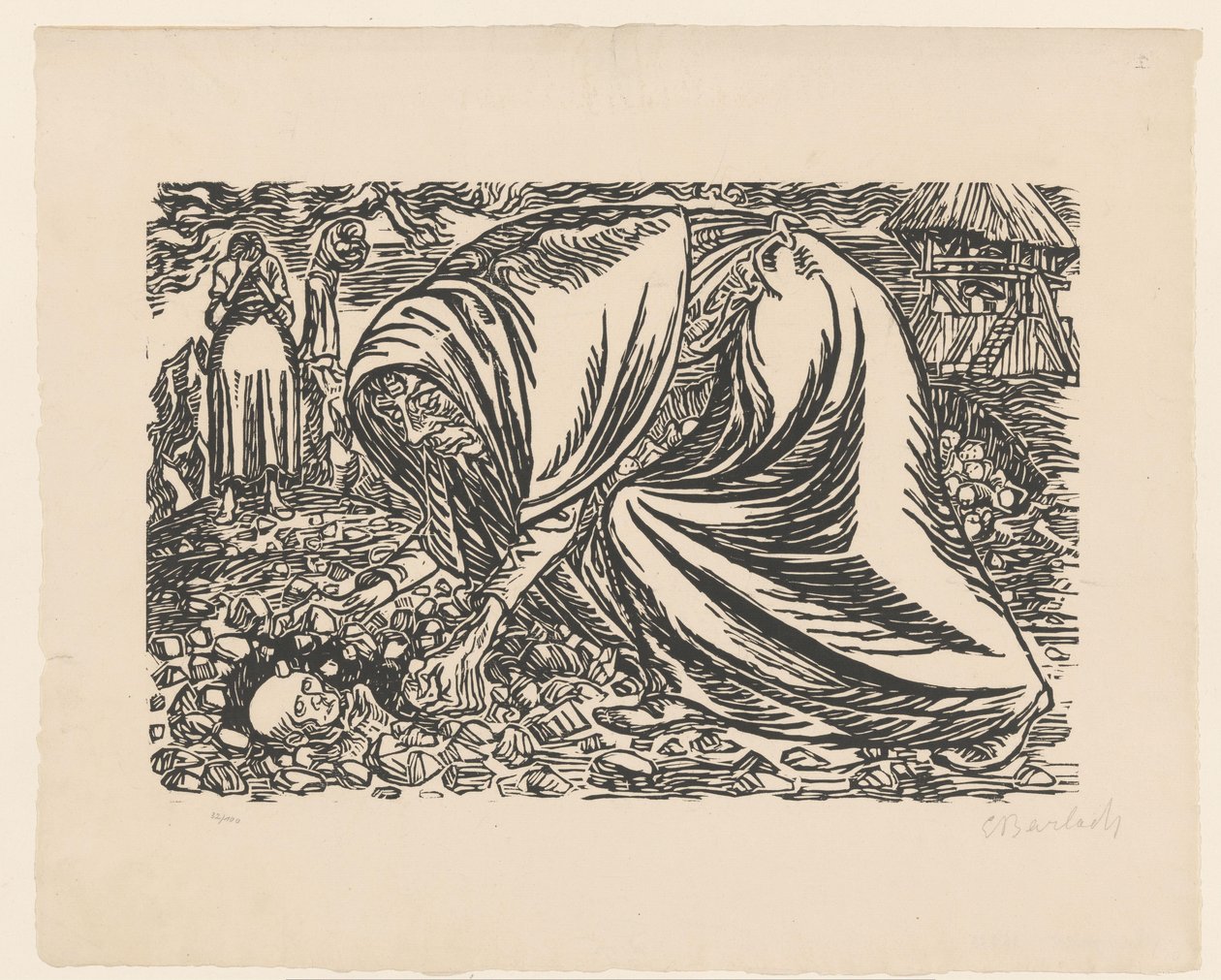 Dead Child Being Buried by Ernst Barlach (signed by artist)