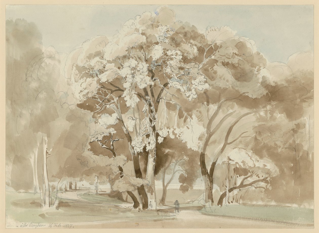 Group of Trees in the Park of Villa Borghese in Rome by Ernst Fries