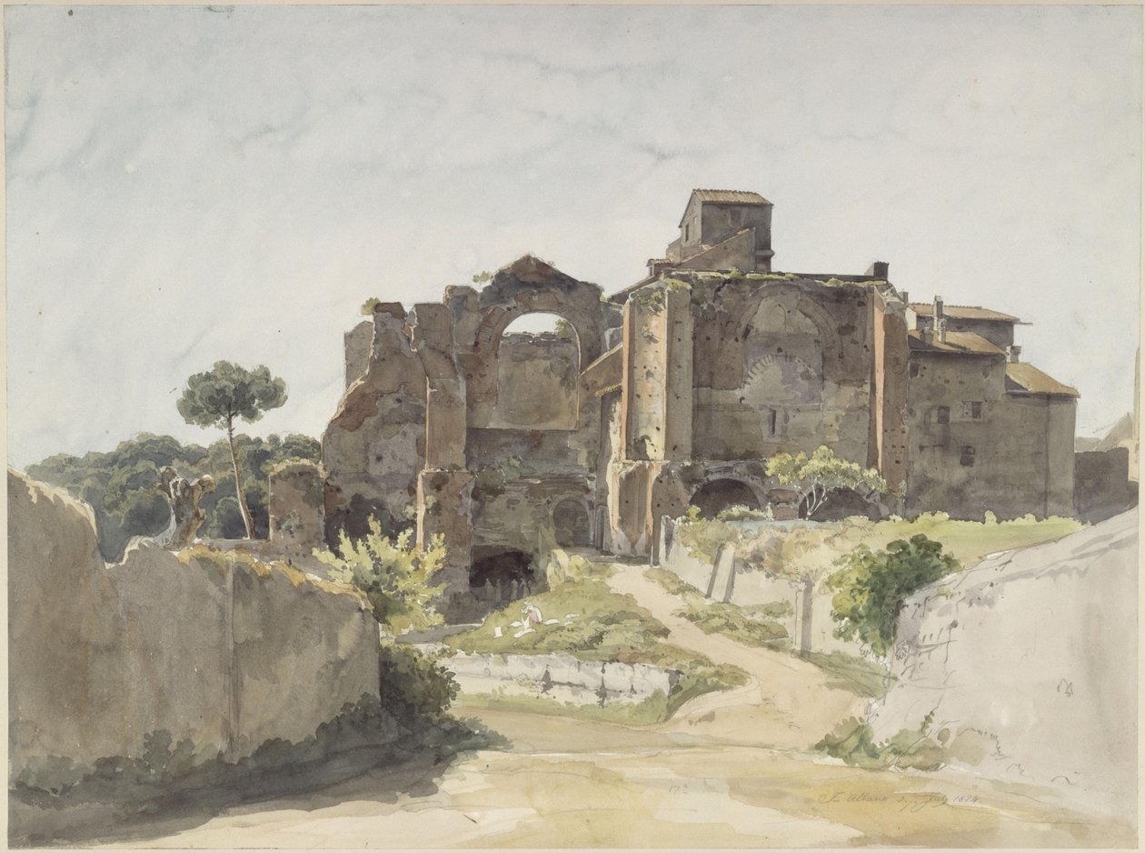 Church Ruin with Newer Attached Residential Buildings in Albano by Ernst Fries