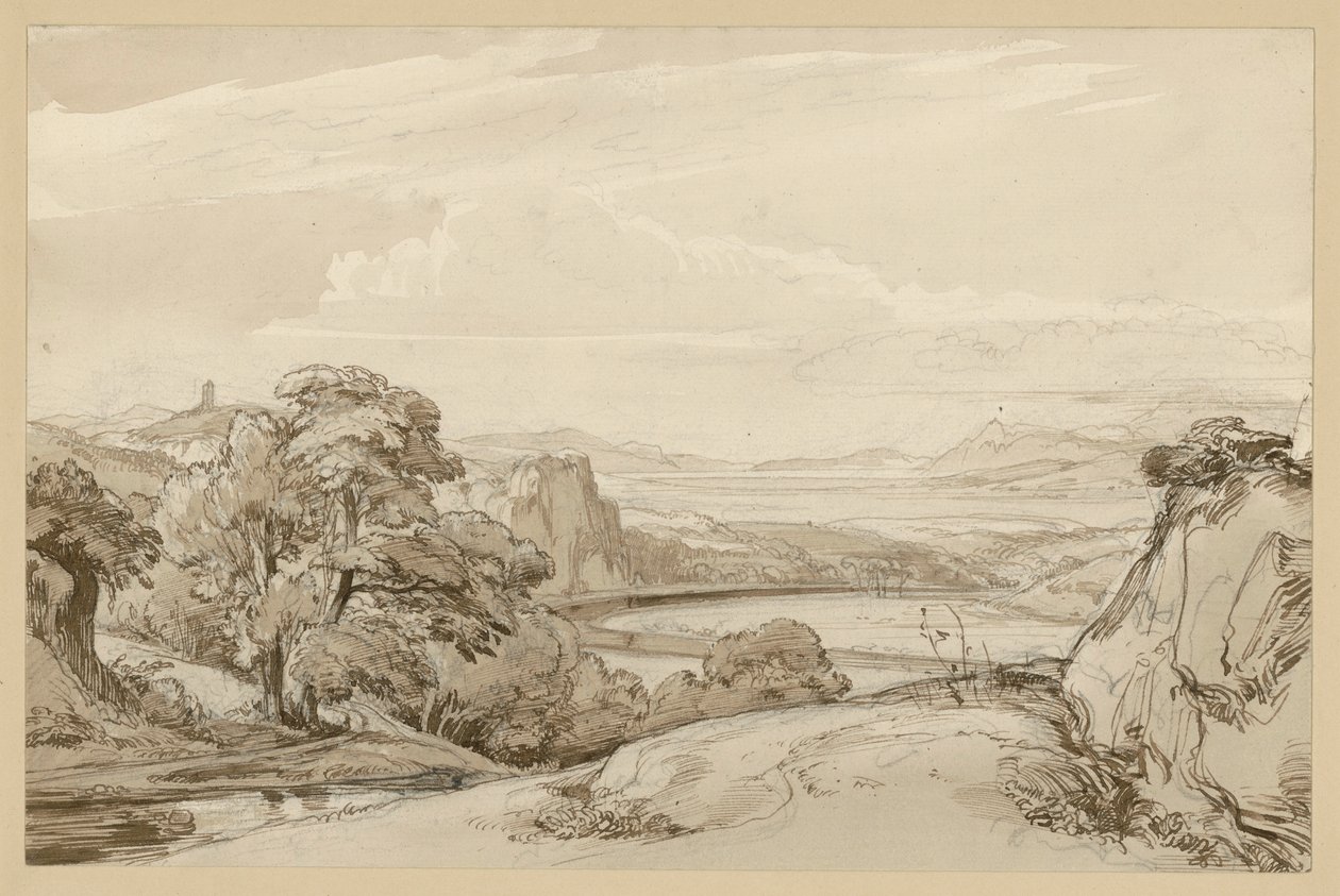 Landscape at Lake Nemi near Ganzano by Ernst Fries