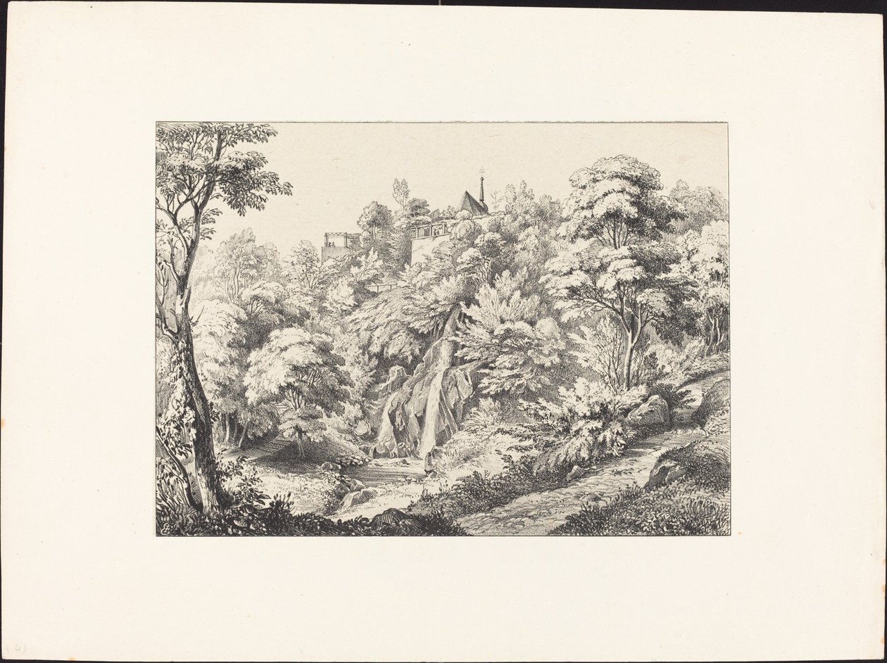 Rear View of the Convent with Waterfall by Ernst Fries