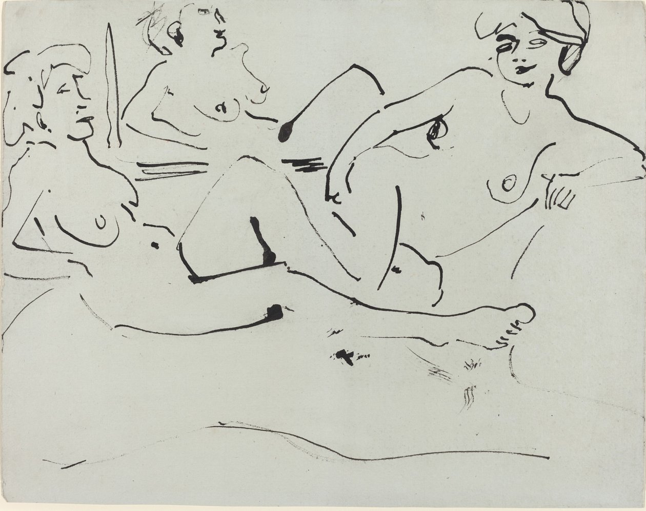 Dodo and an Older Woman Reclining before a Mirror by Ernst Ludwig Kirchner