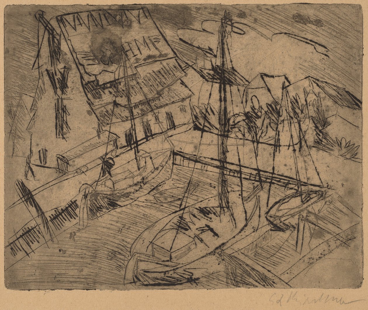 Harbor at Burgstaaken by Ernst Ludwig Kirchner