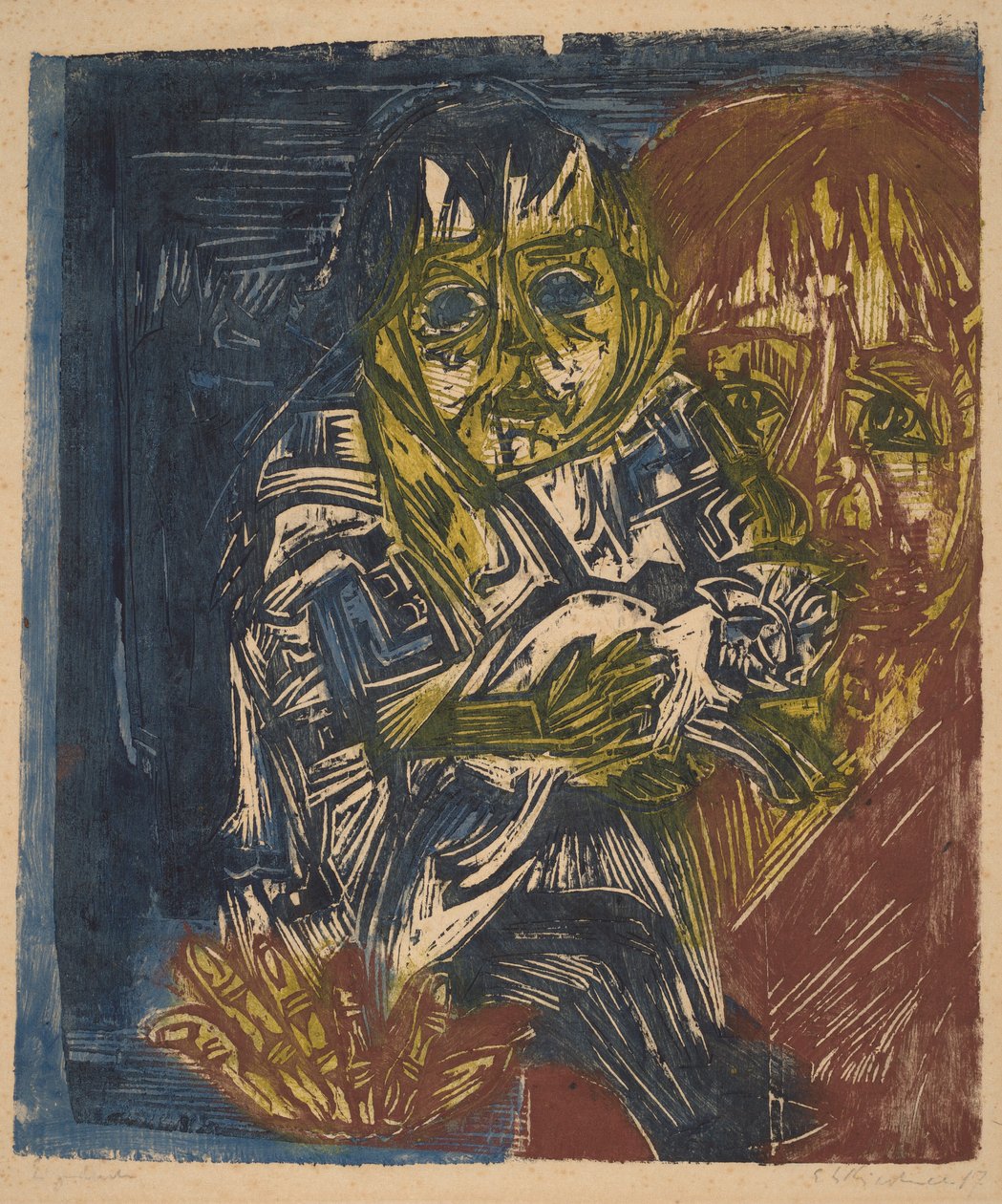 Woman with a Child and a Cat by Ernst Ludwig Kirchner