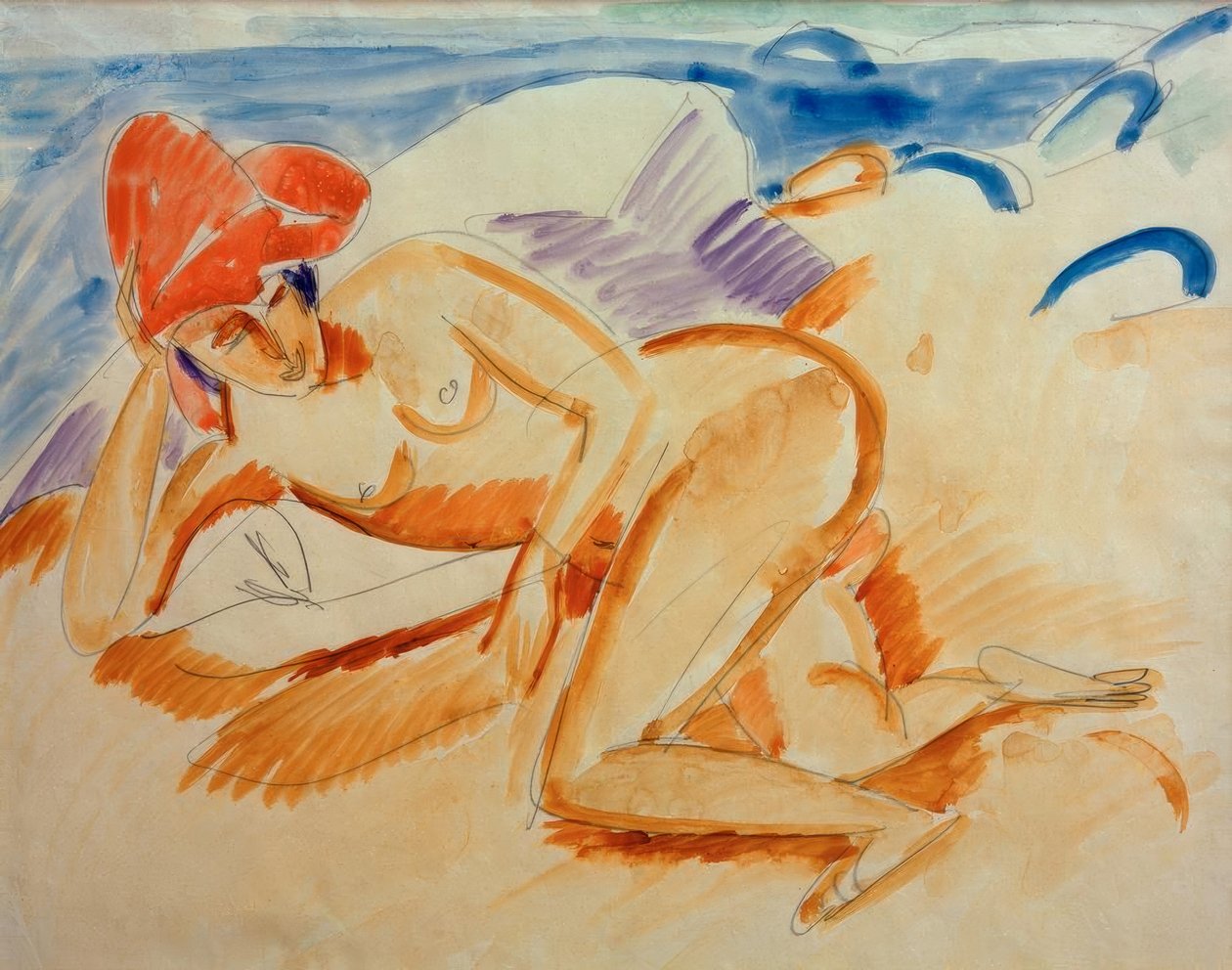 Nude with Red Hat by Ernst Ludwig Kirchner