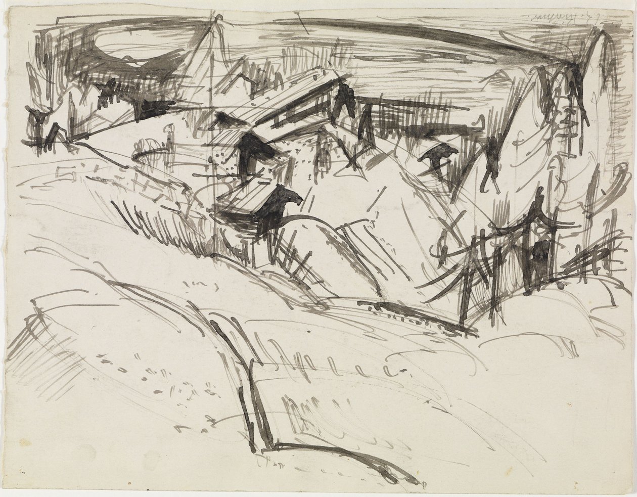 Alp with Huts and Firs by Ernst Ludwig Kirchner