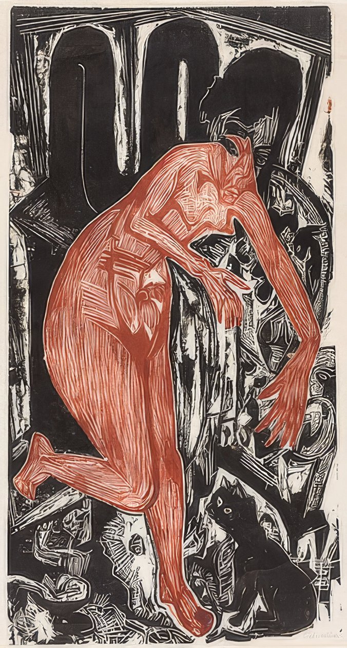 Bathing Woman by the Stove. 1919 by Ernst Ludwig Kirchner