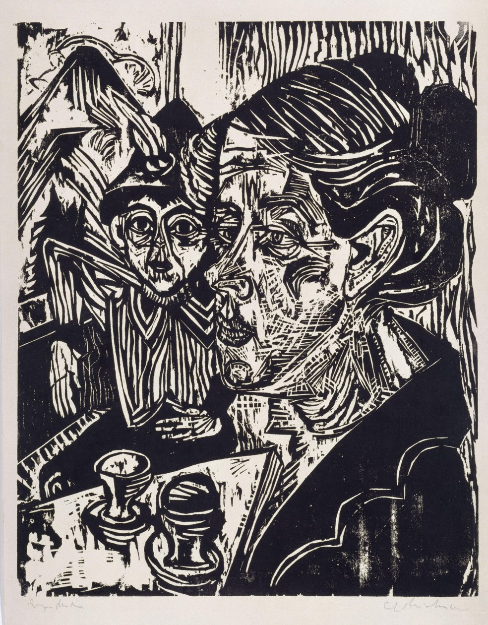 Peasant Woman with Boy at the Table (Mrs. Schmidt with Son Martin) by Ernst Ludwig Kirchner