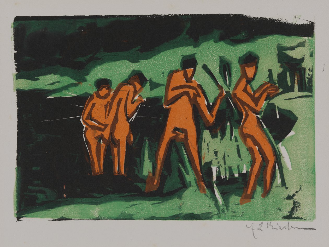 Bathers Tossing Reeds by Ernst Ludwig Kirchner