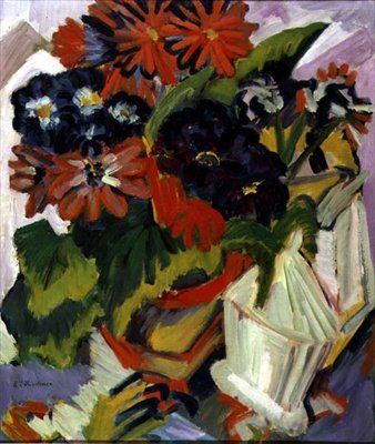 Bouquet of Flowers with a Sugar Bowl by Ernst Ludwig Kirchner