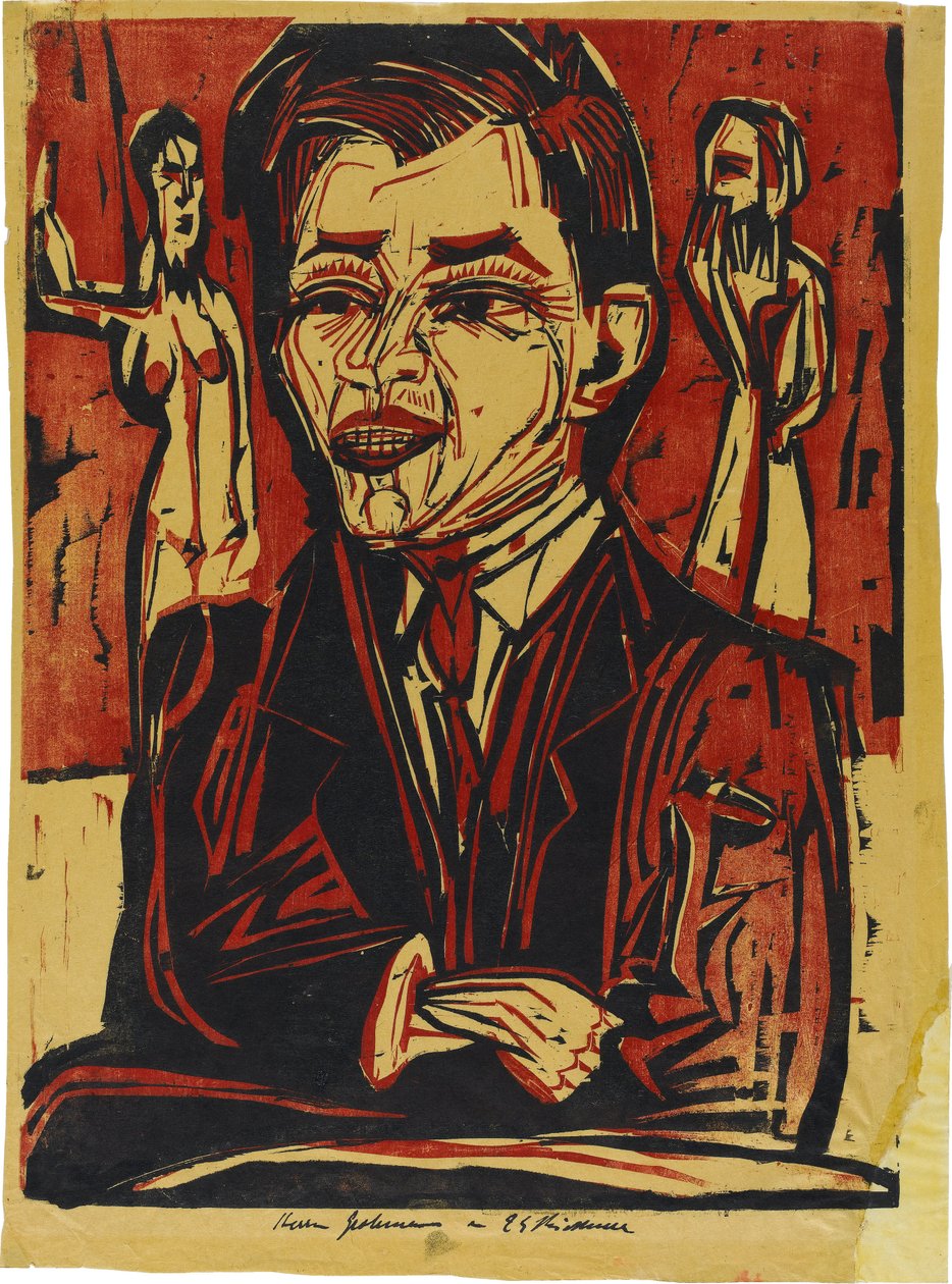 Large Bust Portrait of Will Grohmann (1887-1968) by Ernst Ludwig Kirchner
