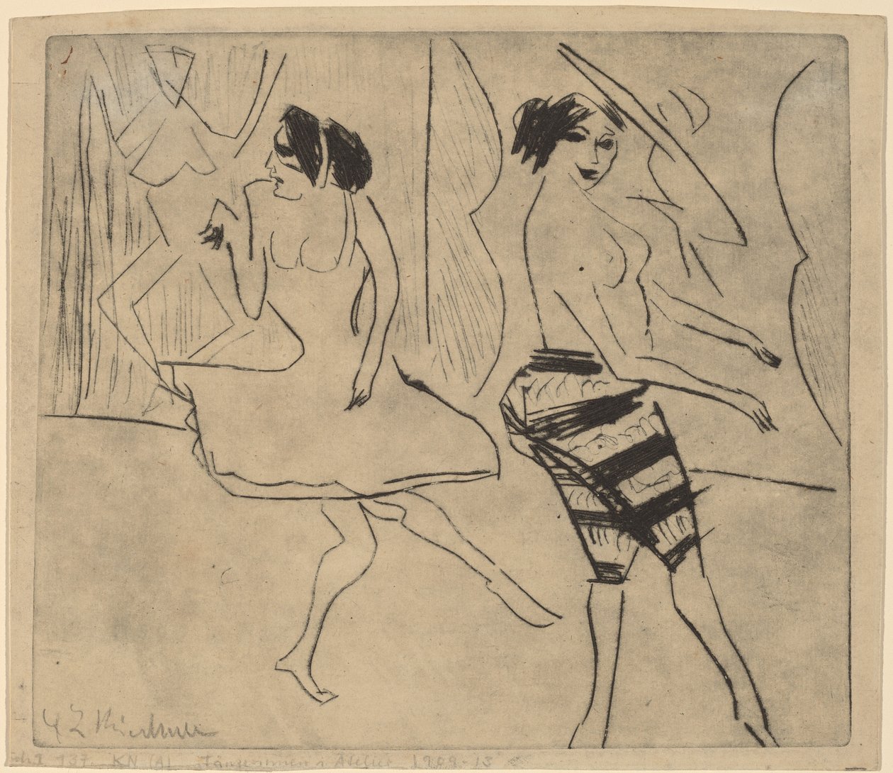 Dancers in Studio by Ernst Ludwig Kirchner