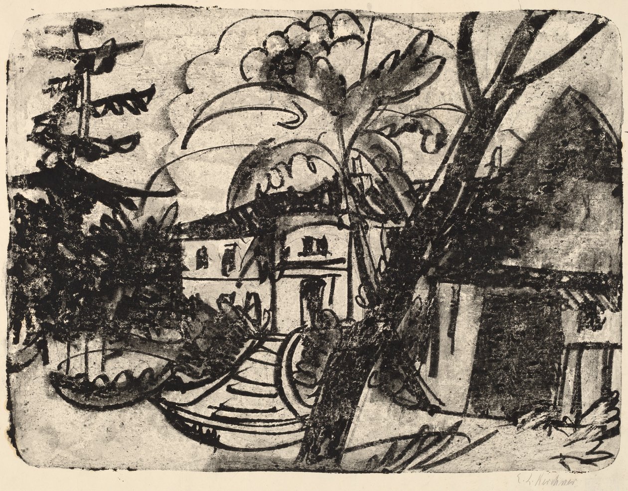 Danish Farm with Manor House by Ernst Ludwig Kirchner