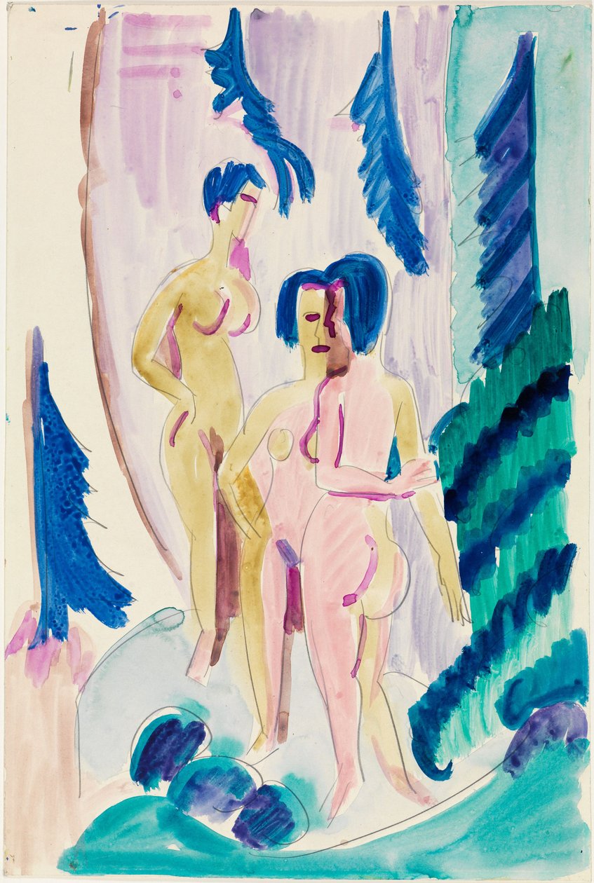 Three Nudes in the Mountain Forest by Ernst Ludwig Kirchner