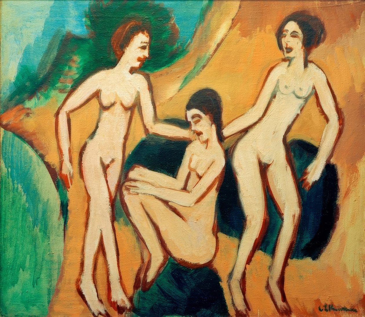 Three Bathers on the Beach by Ernst Ludwig Kirchner