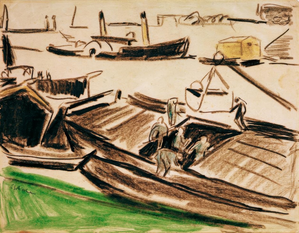 Elbe Barges II by Ernst Ludwig Kirchner