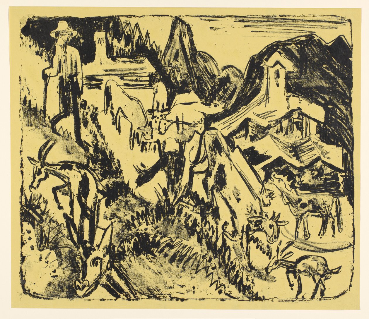 Goatherd with His Flock in the Mountains by Ernst Ludwig Kirchner