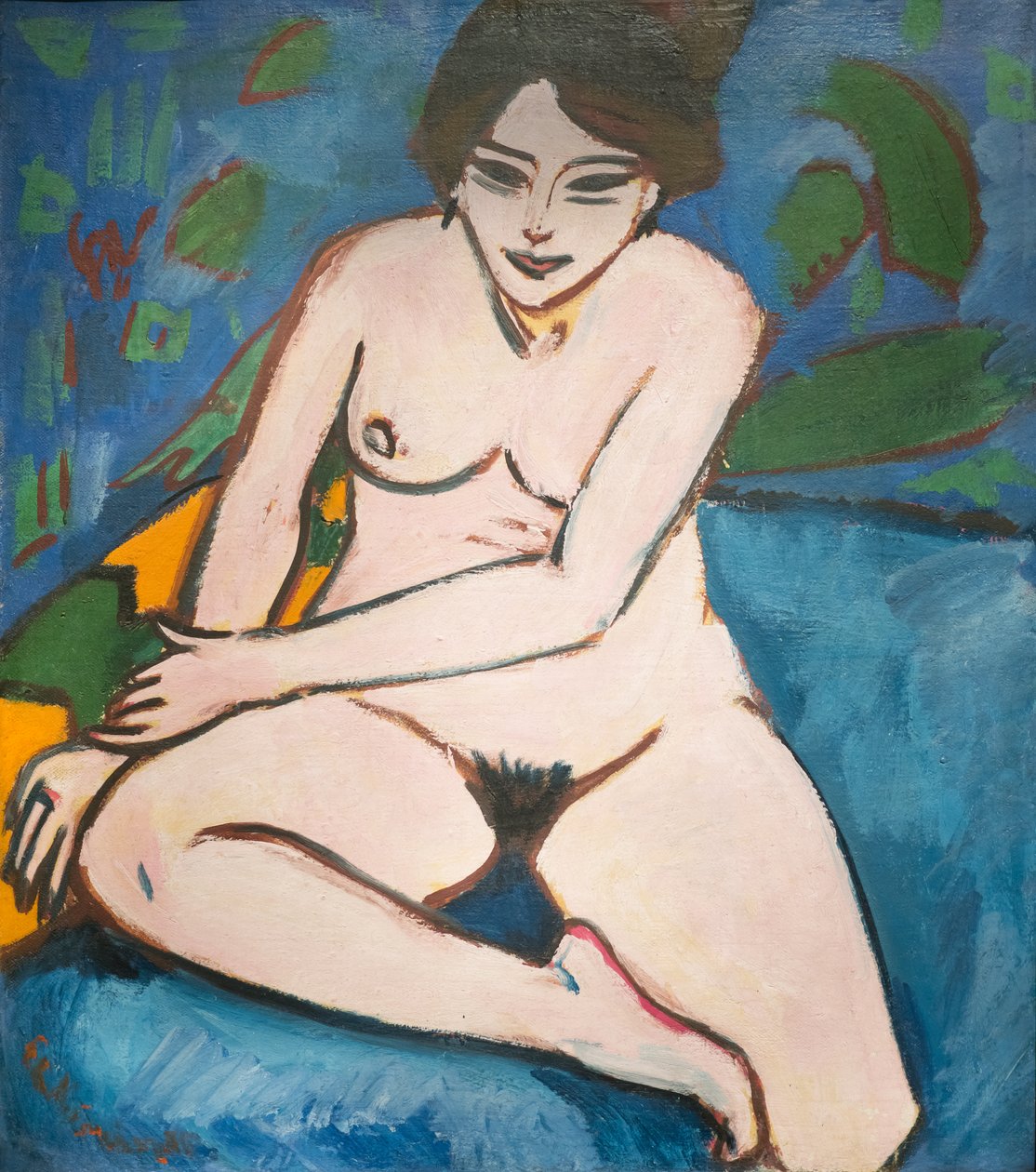Nude on Blue Ground by Ernst Ludwig Kirchner
