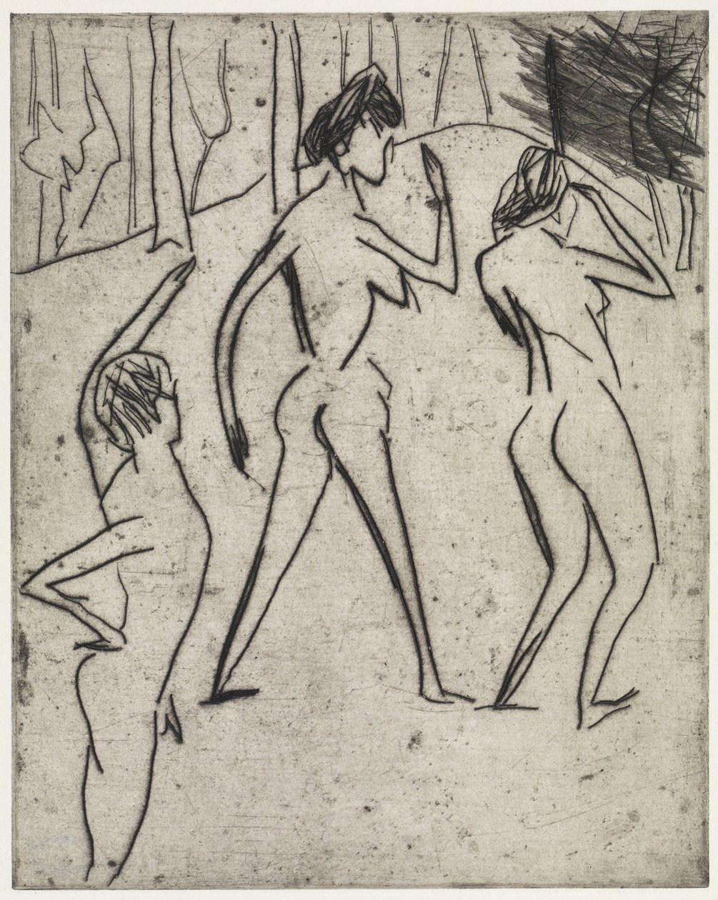 Bathers Entering the Forest / Hippodrome by Ernst Ludwig Kirchner