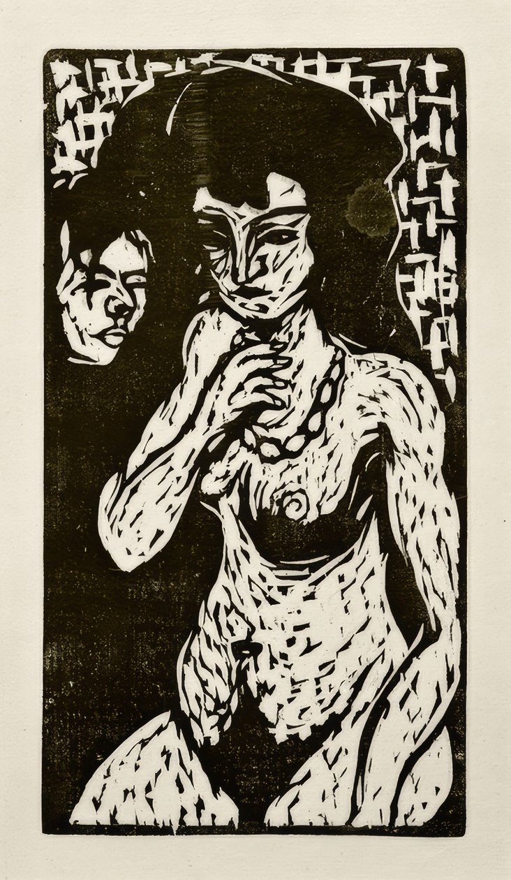 Nude Girl with Self-Portrait by Ernst Ludwig Kirchner