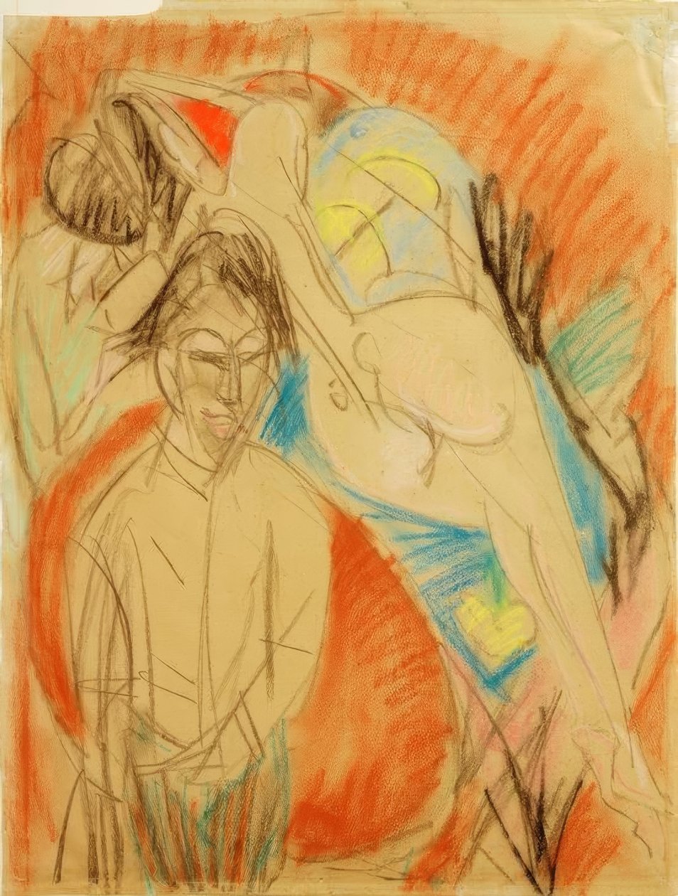 Painter and Naked Woman (Self-Portrait with Model) by Ernst Ludwig Kirchner