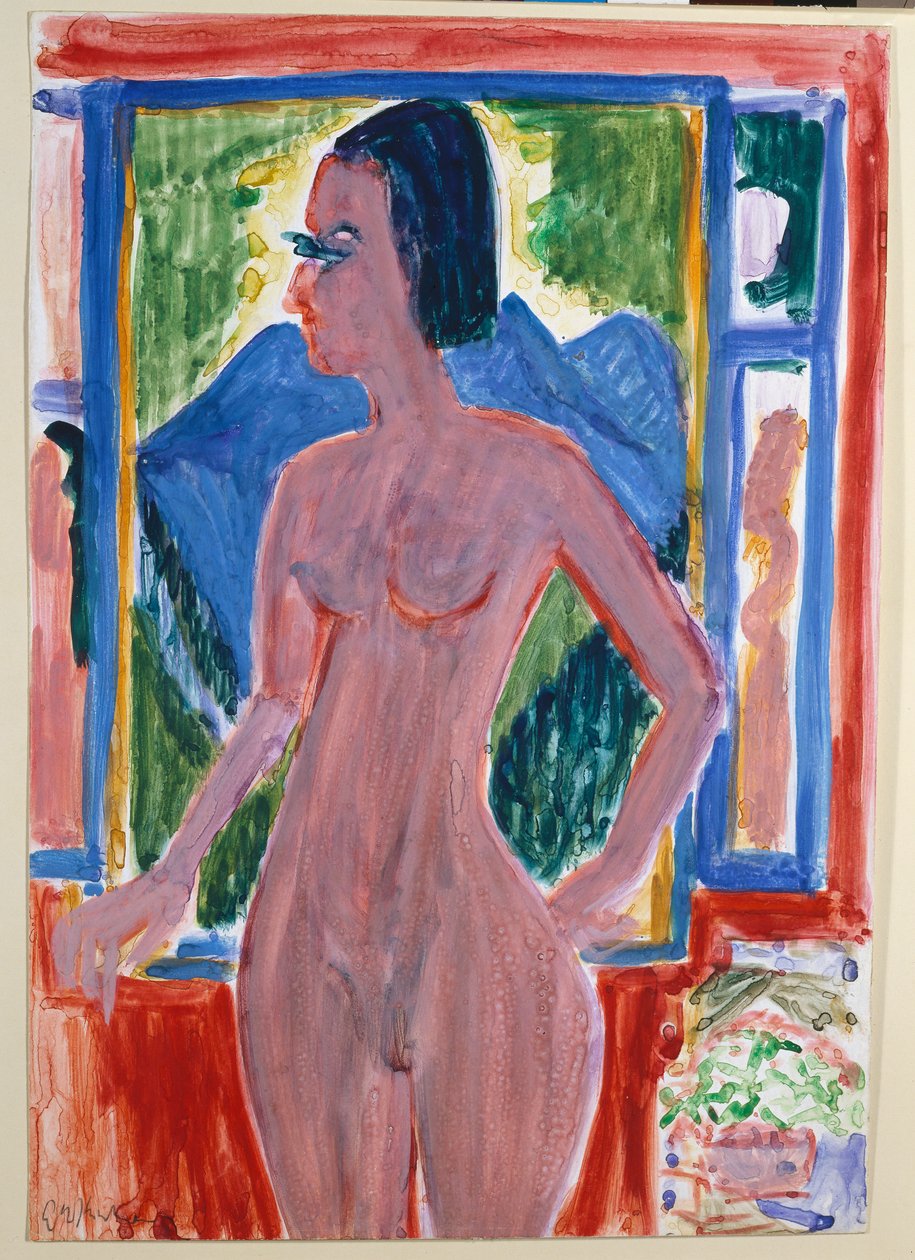 Naked woman at the window by Ernst Ludwig Kirchner