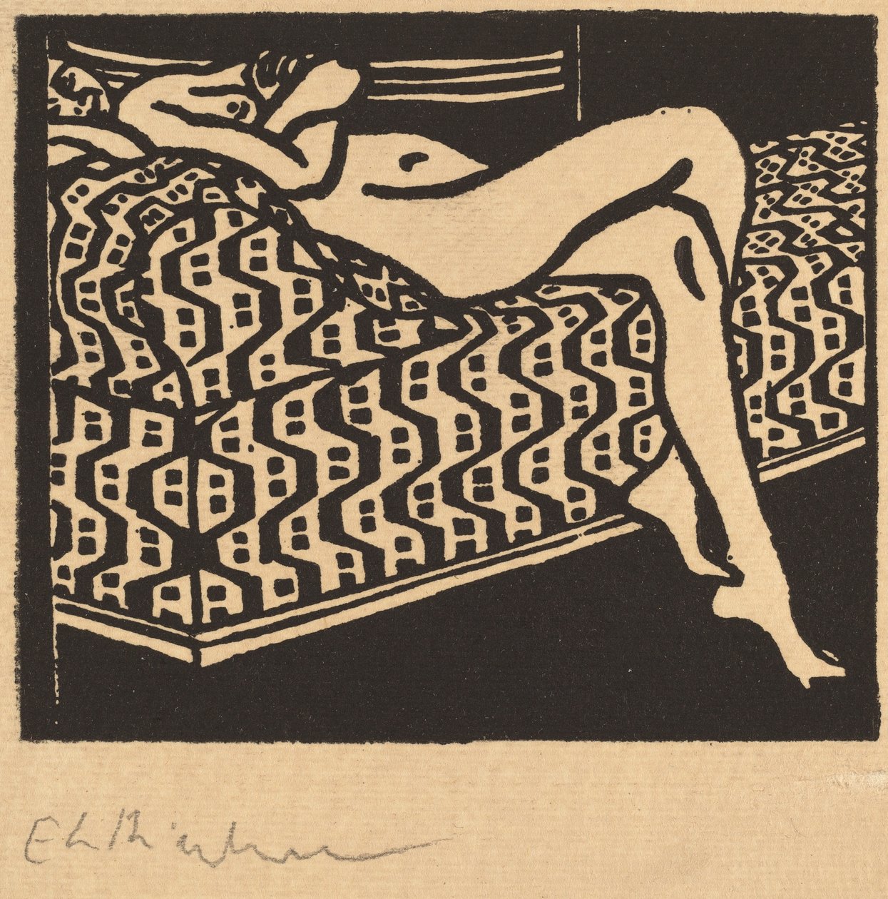 Nude Girl Lying on a Sofa by Ernst Ludwig Kirchner