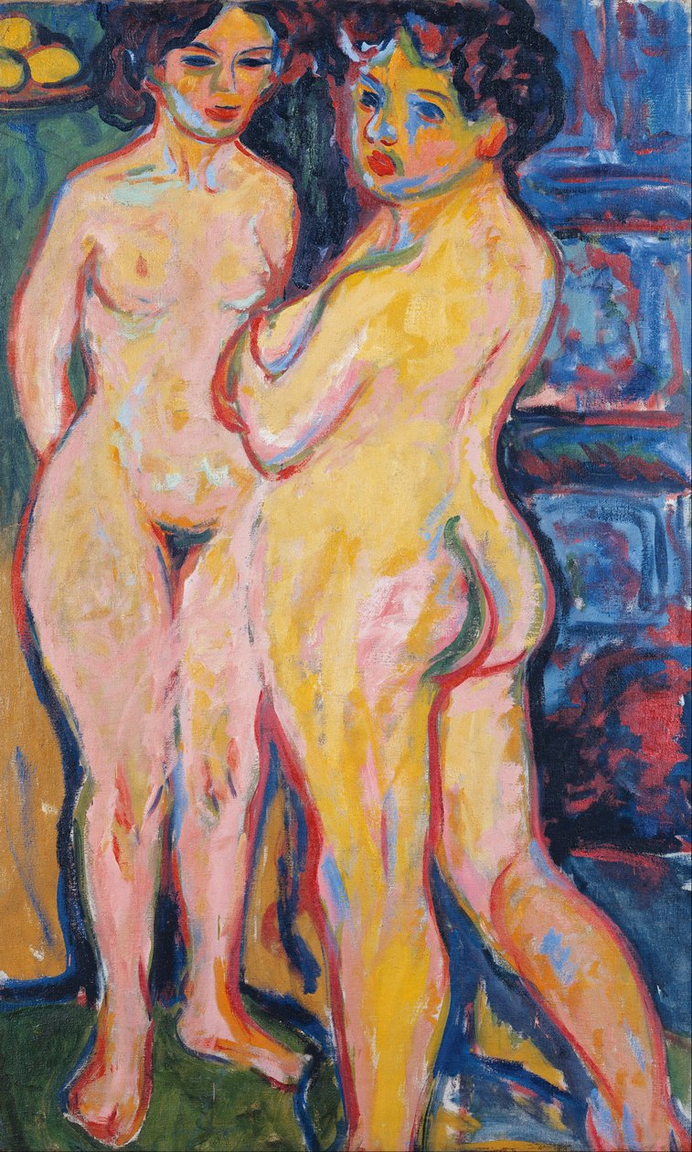 Nudes Standing by Stove, 1908 by Ernst Ludwig Kirchner
