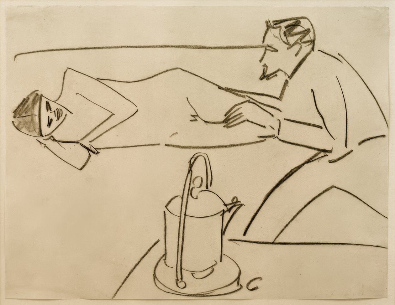 Untitled (Reclining Fränzi in Conversation with Erich Heckel) by Ernst Ludwig Kirchner