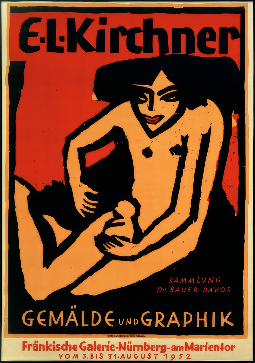 Poster for the Exhibition E.L.K., Franconian Gallery, Nuremberg, 1952 by Ernst Ludwig Kirchner