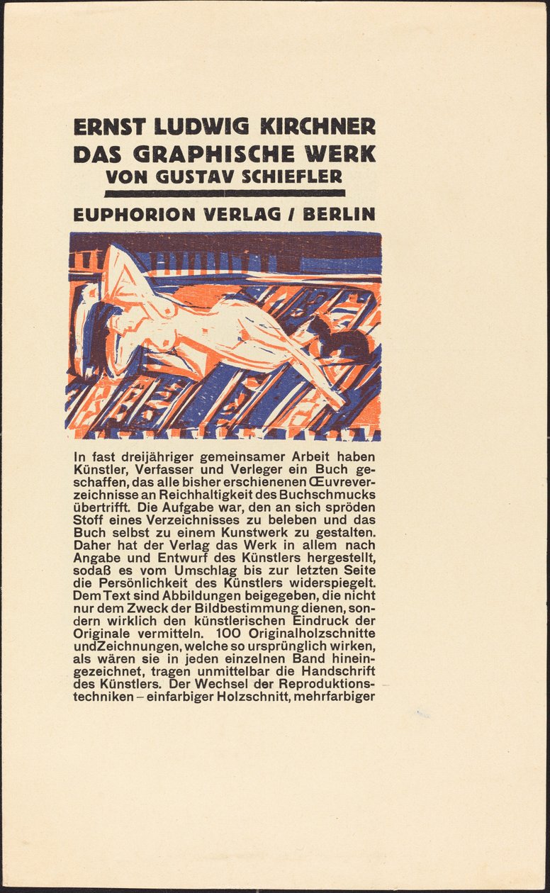 Reclining Nude with Cat (Illustration for Ernst Ludwig Kirchner: The Graphic Work) by Ernst Ludwig Kirchner