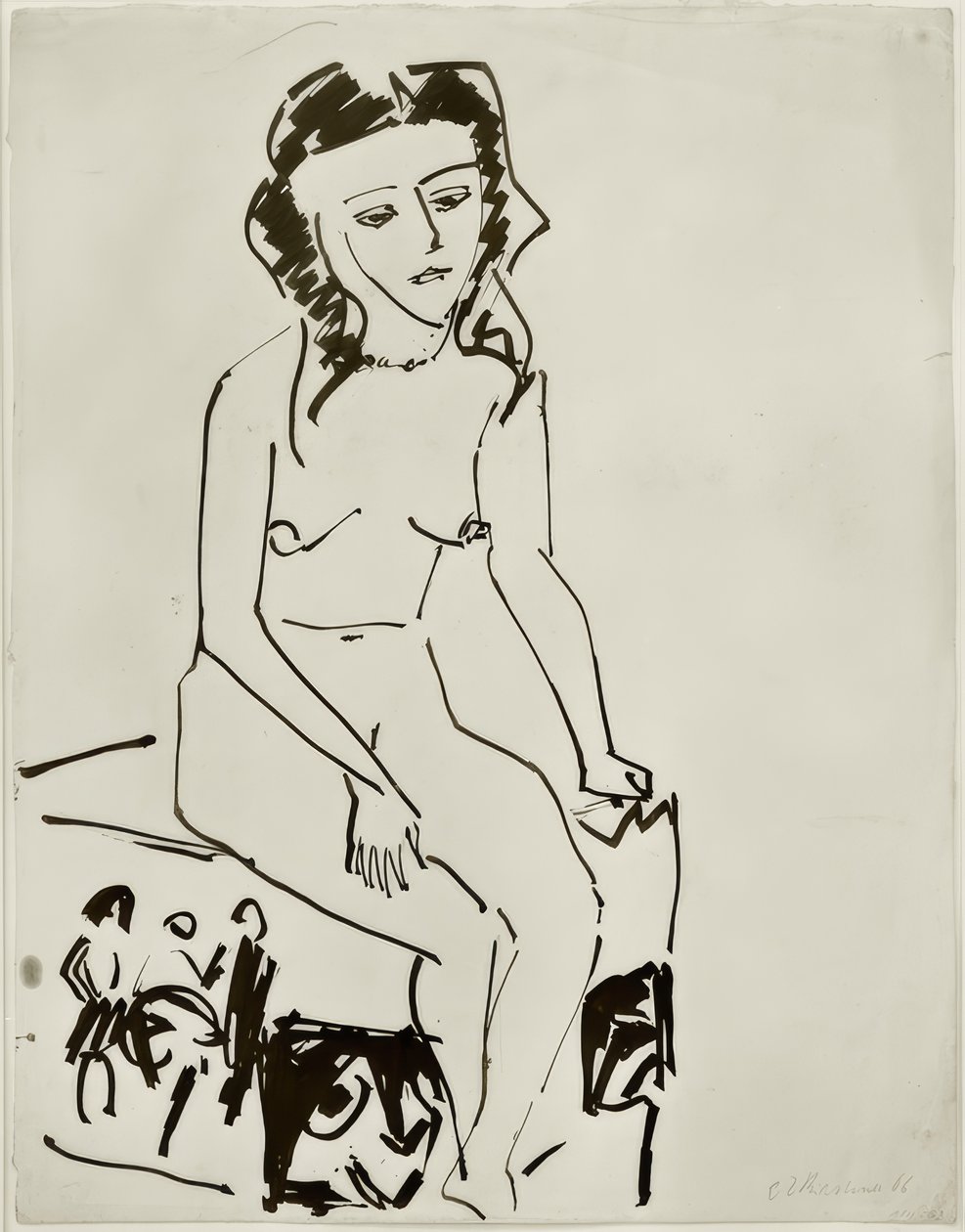 Seated Female Nude by Ernst Ludwig Kirchner