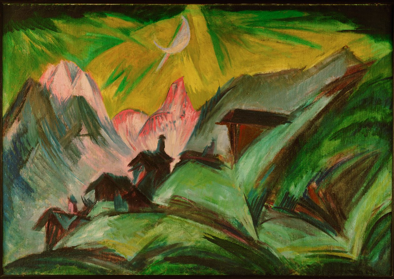 Stafelalp in Moonlight, Alpine Huts near Davos by Ernst Ludwig Kirchner