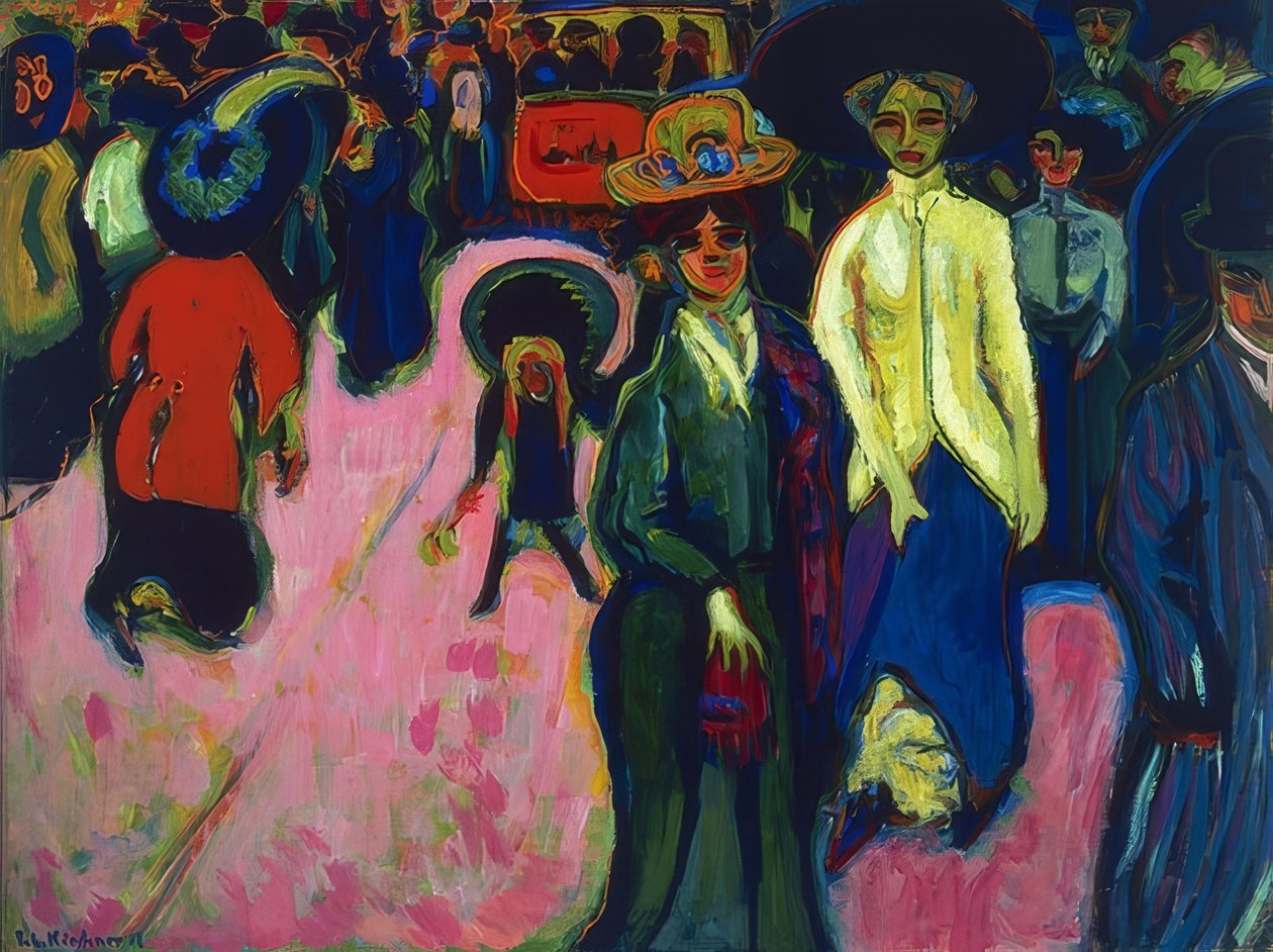 Street in Dresden, 1908 (reworked in 1919, dated on the painting 1907) by Ernst Ludwig Kirchner