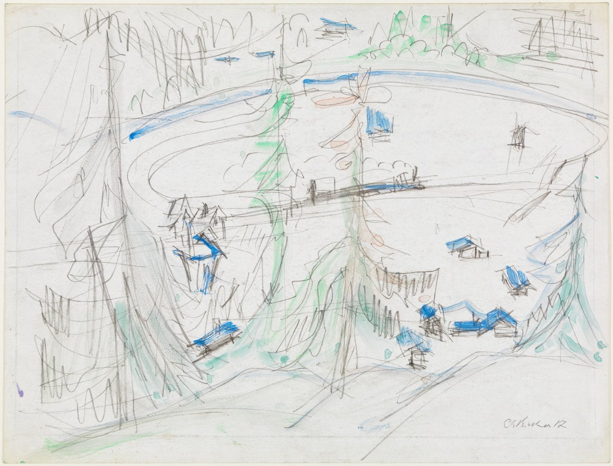 Valley Basin with Houses and Railway Line by Ernst Ludwig Kirchner