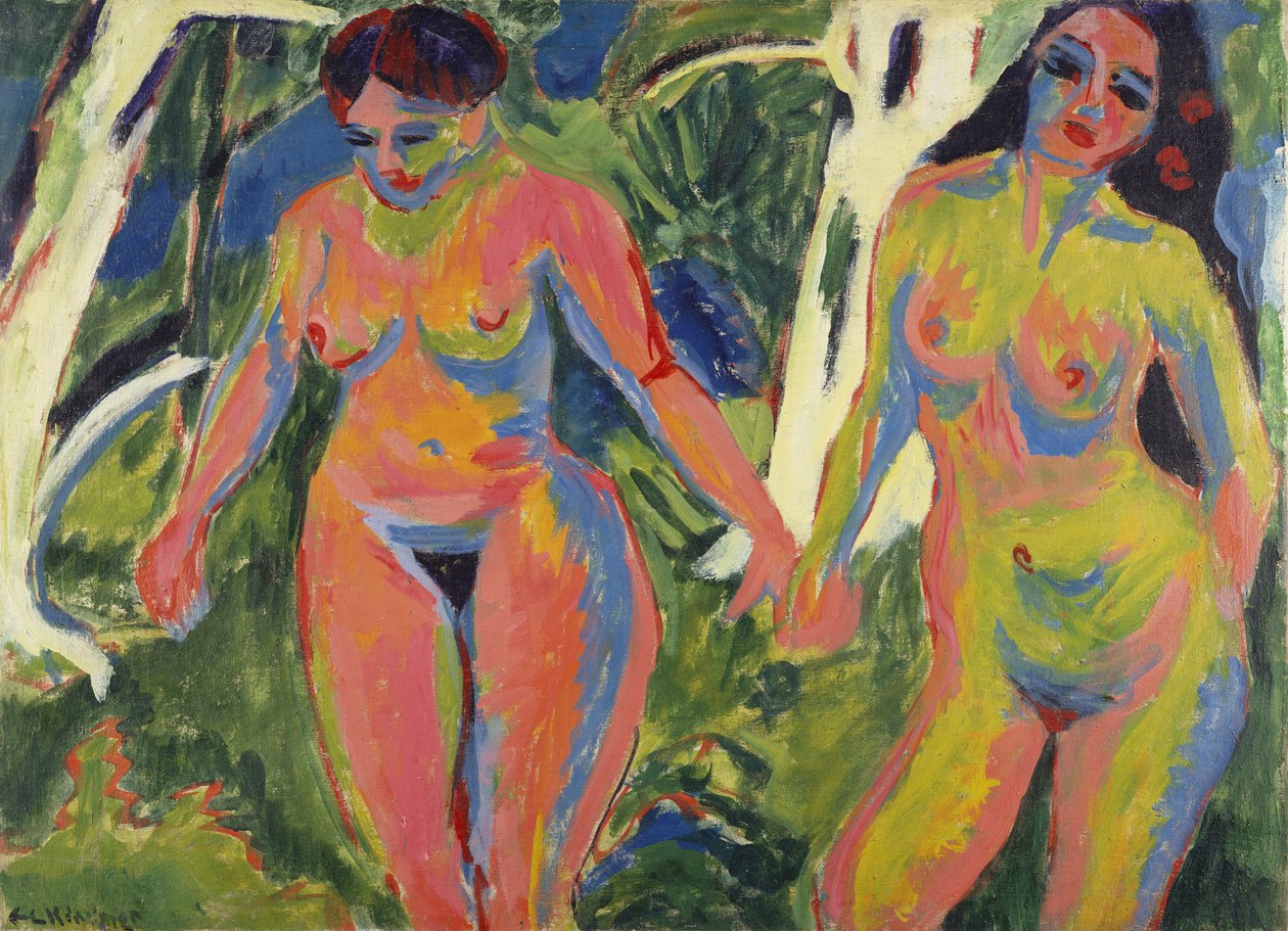 Two Nude Women in a Wood by Ernst Ludwig Kirchner