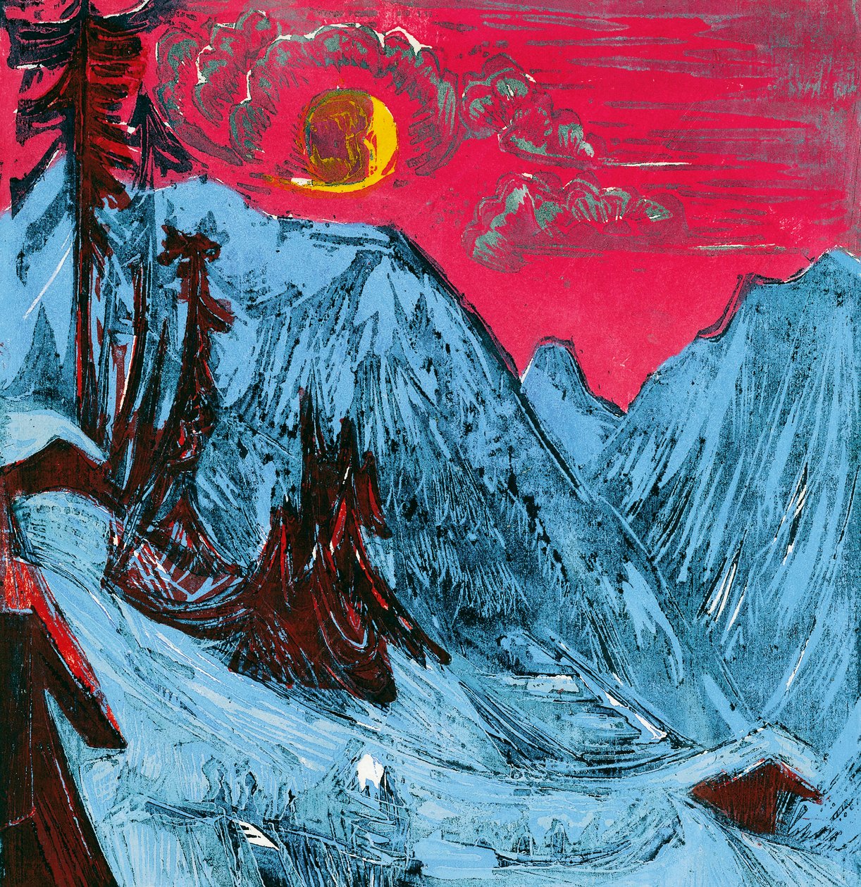 Winter moonlit night by Ernst Ludwig Kirchner