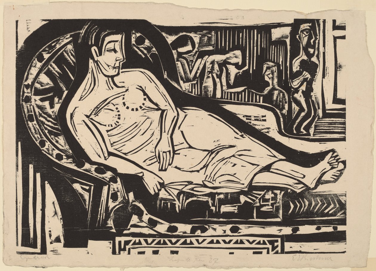Woman Lying on a Sofa by Ernst Ludwig Kirchner