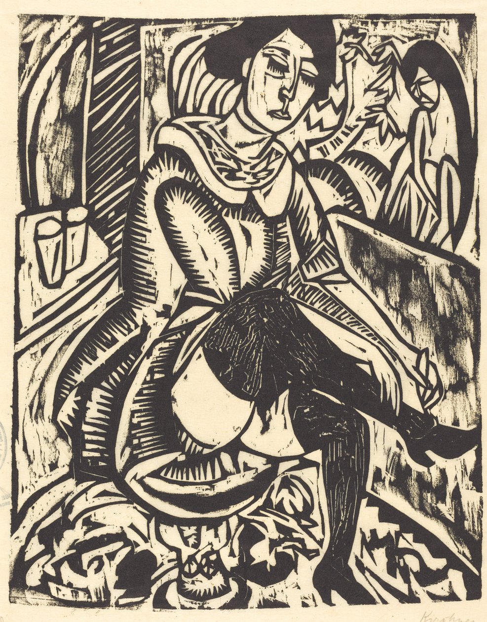 Woman Tying Her Shoe by Ernst Ludwig Kirchner