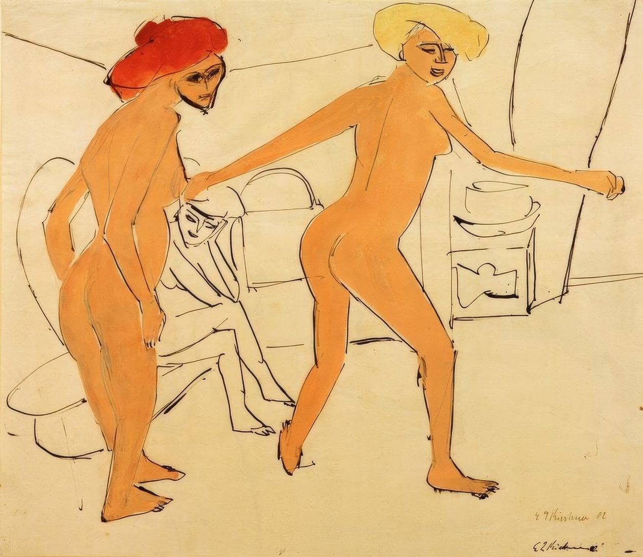 Two Naked Dancers by Ernst Ludwig Kirchner