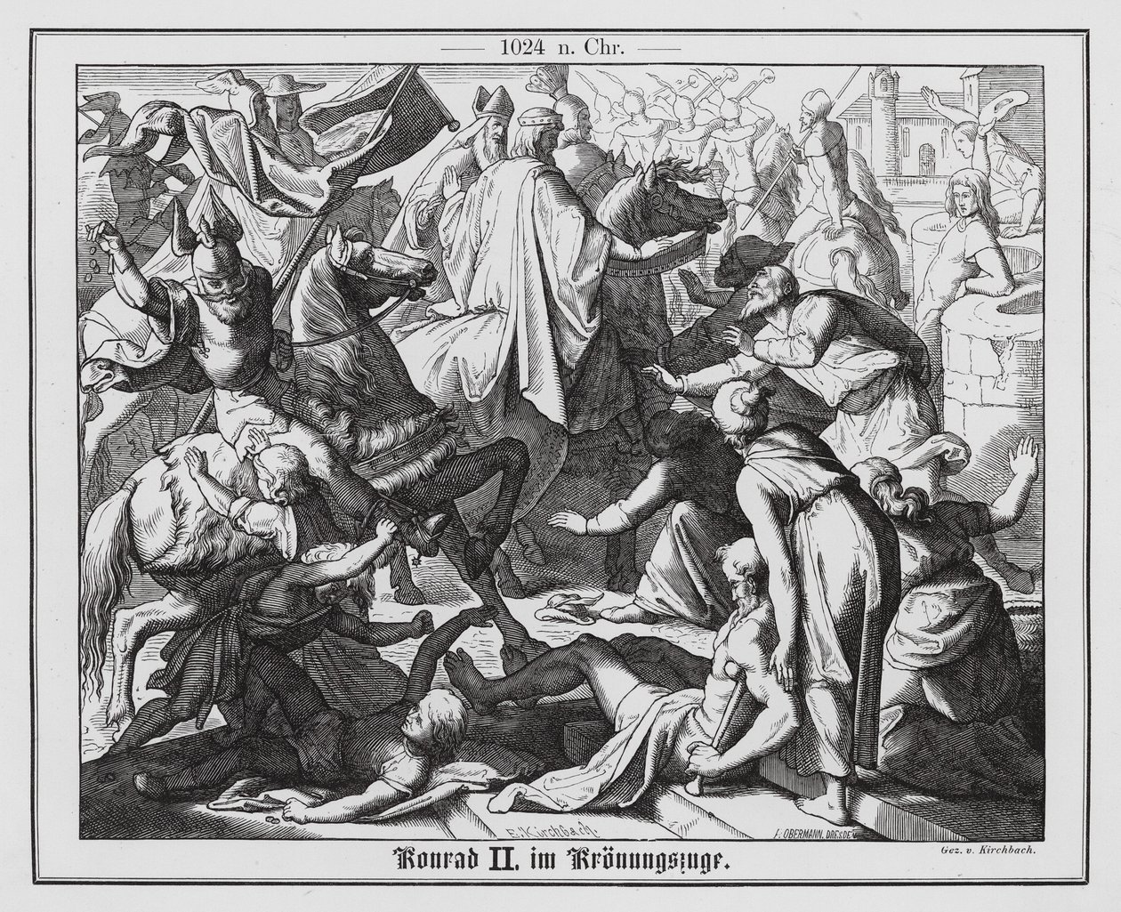 Coronation procession of King Conrad II of Germany by Ernst Sigmund Kirchbach
