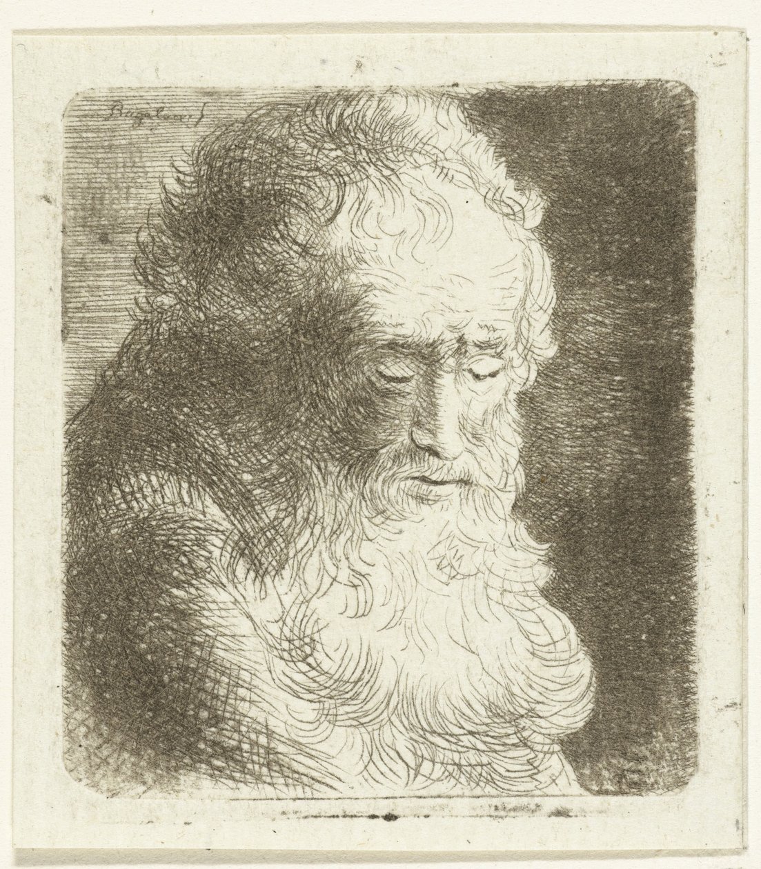 Old Man with Beard Looking Down: Three-Quarter View, to the Right by Ernst Willem Jan Bagelaar