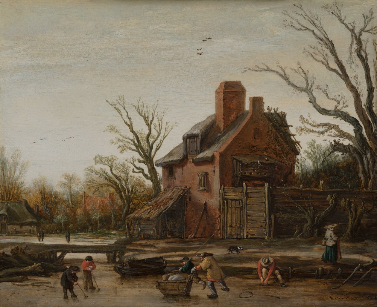 Winter Landscape with Farmhouse by Esaias I van de Velde