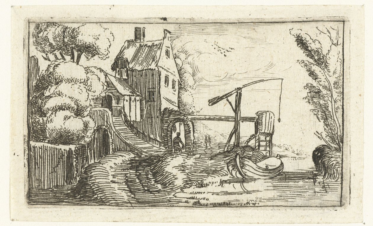 House or Factory by a Canal (Small Landscapes series) by Esaias van de Velde (rejected attribution)