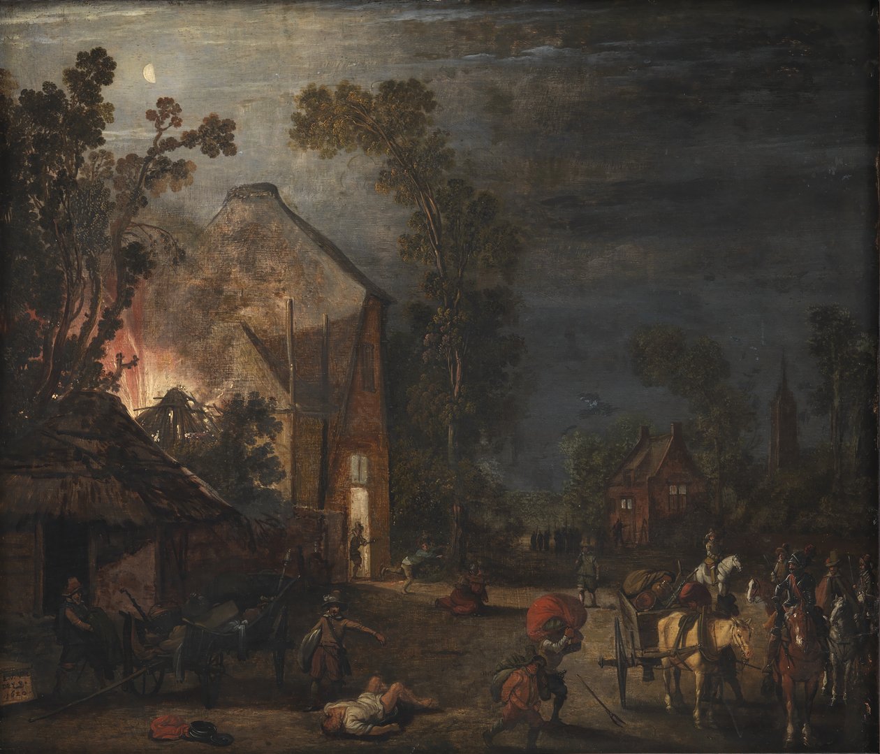 A Village Looted at Night by Esaias van de Velde
