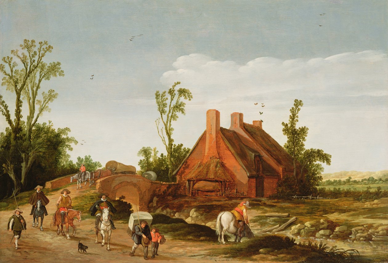 A Wooded Landscape with Travellers on a Track by Esaias van de Velde