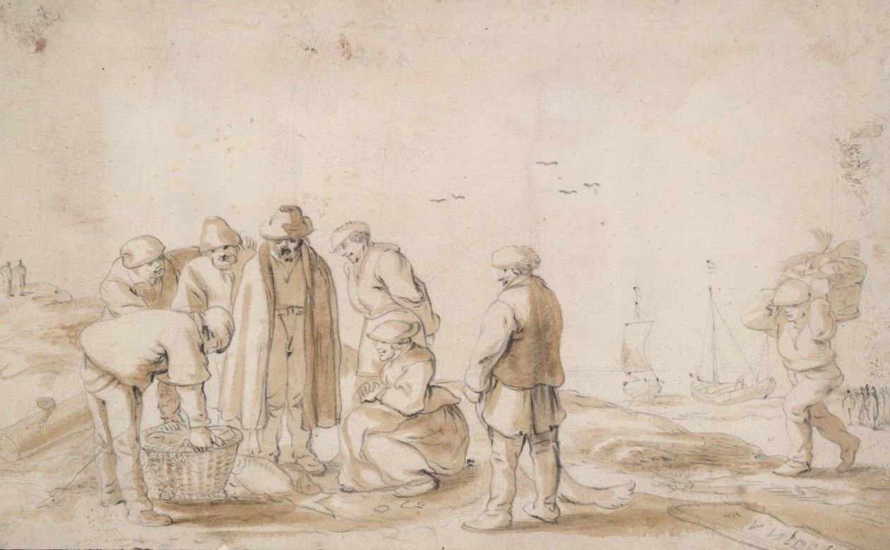 Fish Mongers on the Beach by Esaias van de Velde