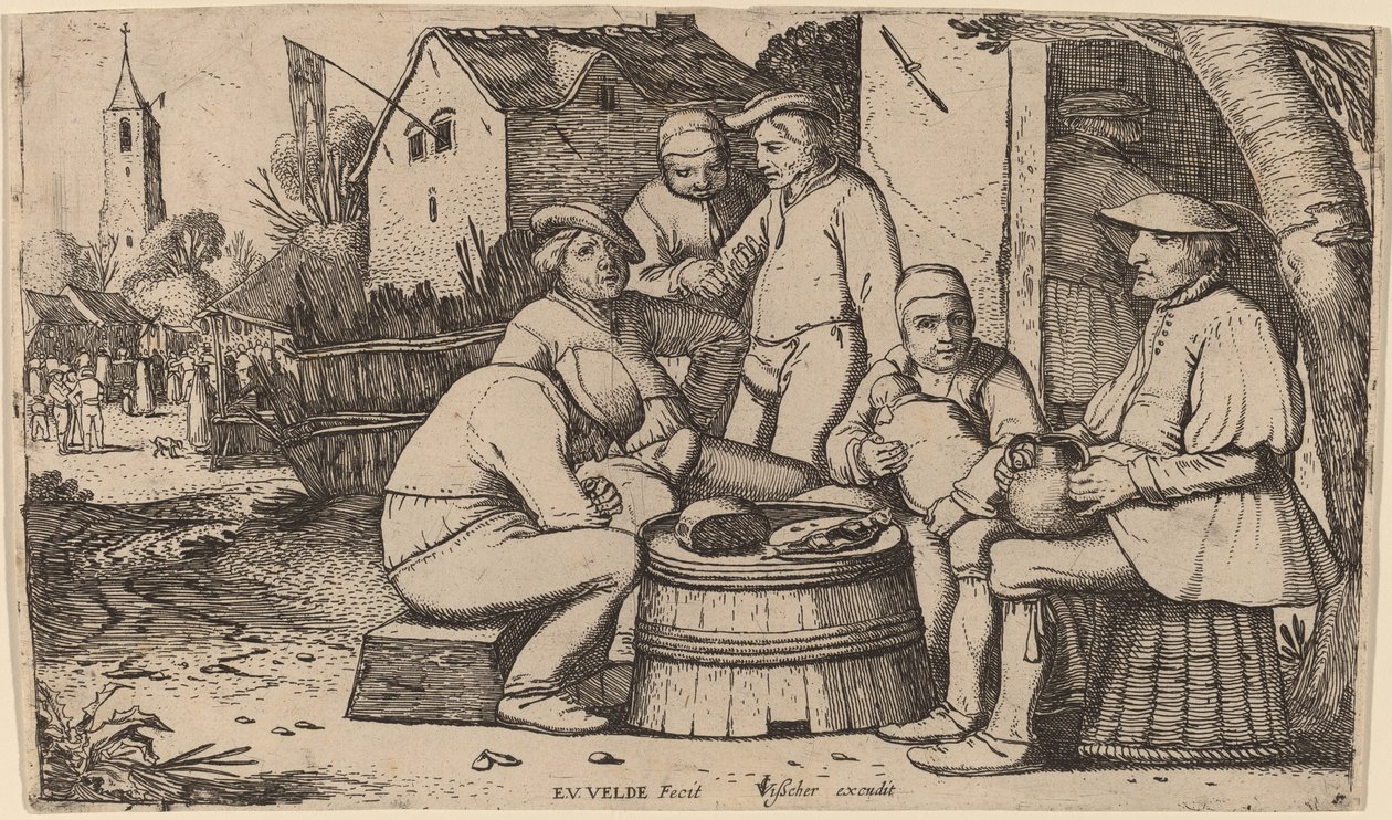 Peasants Lunching in Open Air by Esaias van de Velde I
