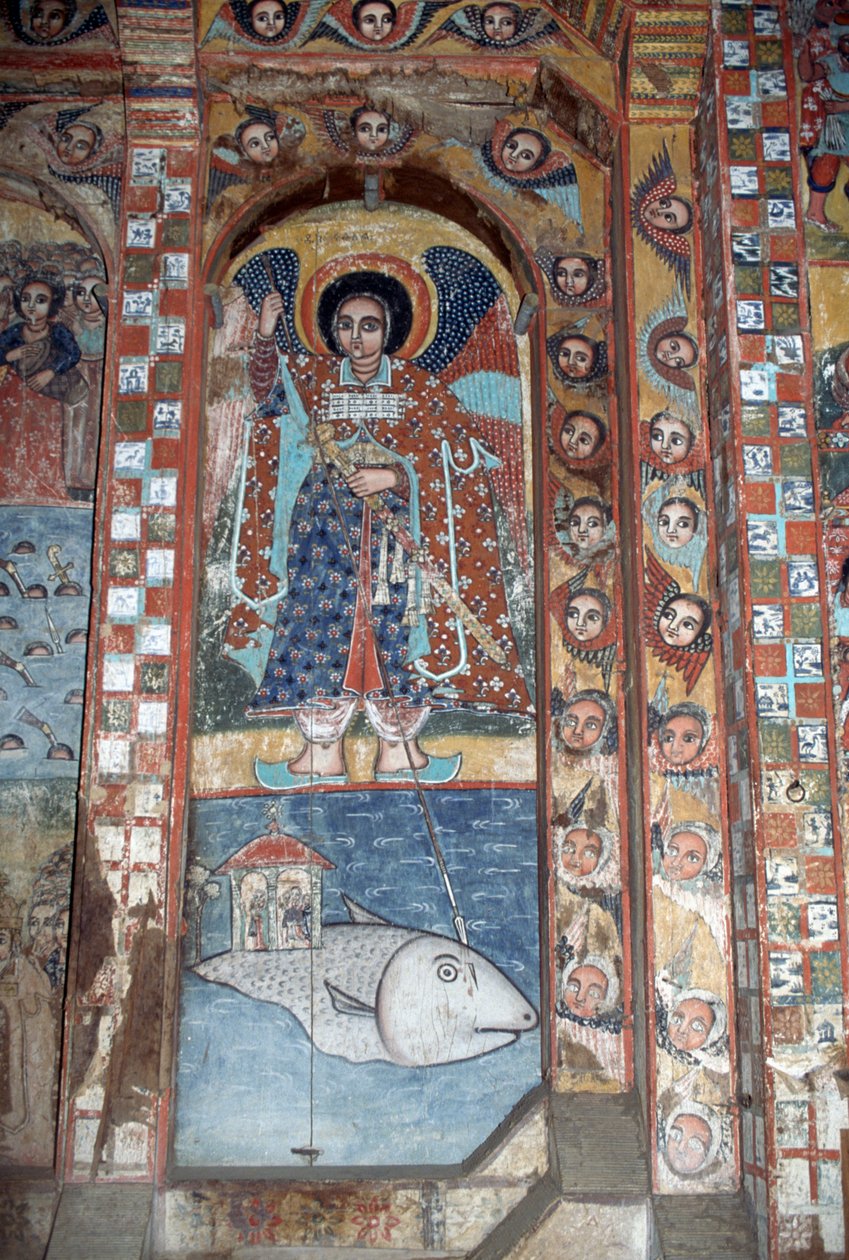 Angel, Fresco in Church of Narga Selassie, Dek Island, Lake Tana, Ethiopia by Ethiopian School