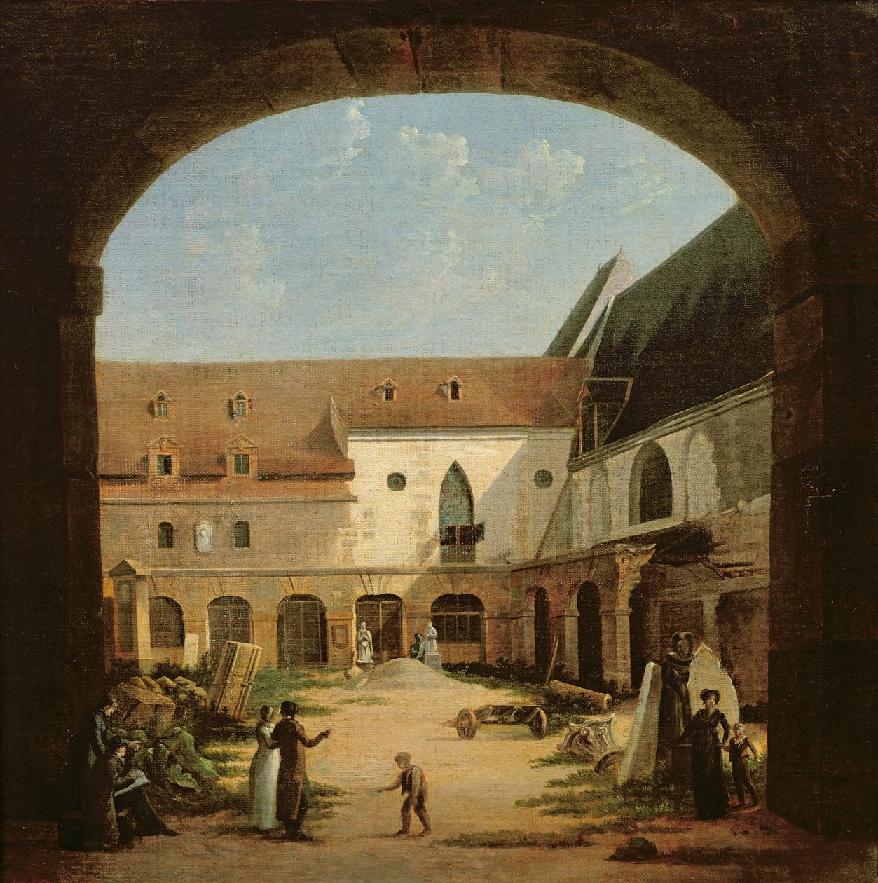 The Convent Courtyard of Petits-Augustins in Paris by Etienne Bouhot